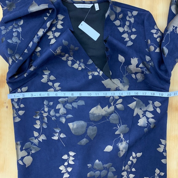 Soft Surroundings Blue & Bronze Floral Moleskin Open Front Jacket Topper Sz M - Picture 8 of 9